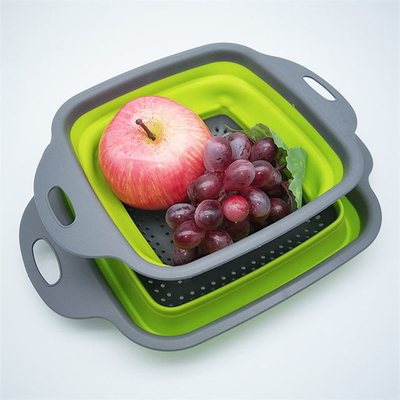 Gıda Sınıfı Kevgir 24.5x18.5cm Silikon Saklama Sepetleri Katlanabilir Mutfak Aletleri