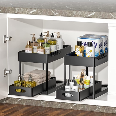 2'li Banyo Rafı Düzenleyici Rafı Lavabo Altında 2 Katlı