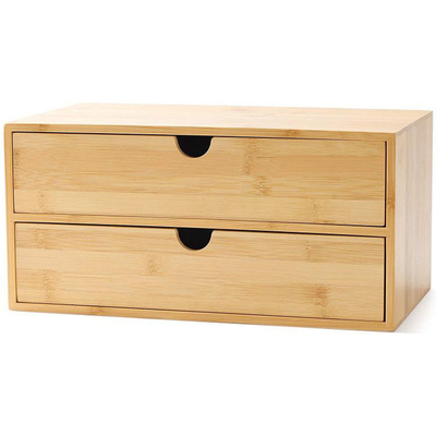 Doğal Organik Bambu Kozmetik Saklama Kutusu Fonksiyonel 12.99x7.48x6.26 İnç