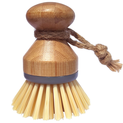 Kayın Gereç Temizleme Fırçası Sisal Bambu Bulaşık Temizleme Fırçası 8*4.5cm